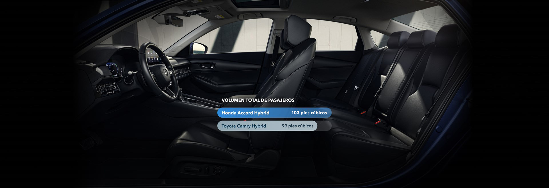 2025 Honda Accord Touring Hybrid 2025 en Canyon River Blue Metallic con cómodos asientos traseros y amplio interior.